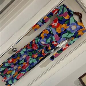 Aqua Colorful Floral Maxi Dress